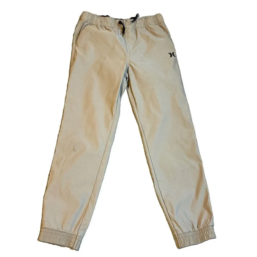 Hurley Boys Jogger Pants Size 10/12 Beige Drawstring With Elastic Waist Youth